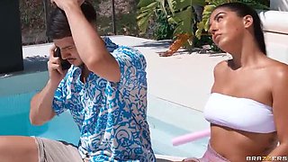 Jasmine Sherni Pool Drowning Prank with Big Tits and Blowjob