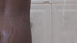 Beautiful Ebony with Small Titis Taking Shower