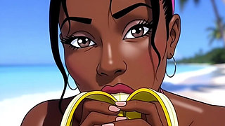 Beach Slutty: Sexy African Girl Enjoys Life on a Paradise Beach and Unexpectedly Meets a Lustful White Guy