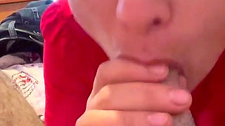 Before School Stepdaughter Gives Me a Blowjob to Hold Me