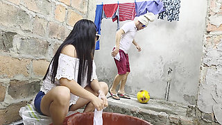 Thirsty Stepmom Helps Dirty Stepson Clean up: Intense Creampie & Squirt