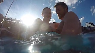 Julia's Pool Party Sex - Big Natural Tits Underwater Fuck