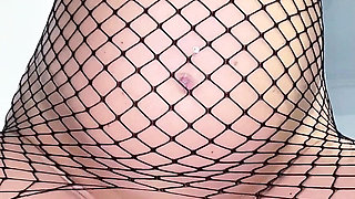 Pregnant in Fishnet Dress Humping on the Couch Like a Desperate Slut