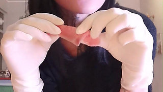 I'm Hungry Now Eating Salmon White Latex Gloves Goddesslolli