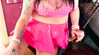 A Pink Latex Princess Tina Snua Smokes A Cigarette In Her Rubber Outfit - Smoking Smoker Heels Pantyhose
