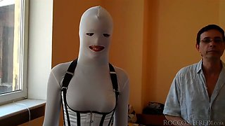 Brunette cutie and her girlfriend in latex uniform give blowjobs