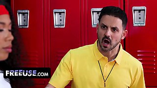 Bully cheerleaders Lily Jordan and Skyla Sun get punished by coach in locker room