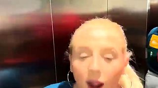 Busty MILF suck cock and get pounded hard in elevator live a