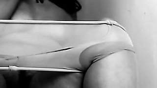 Silent Cinema and Black and White Vintage Girl Seducing You with Stockings, Dress and Heels