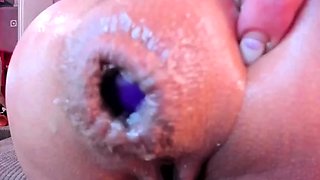 MILF blonde live toys webcam show in shower