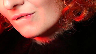 Sexy pin up Arya doing ASMR sounds with short leather gloves