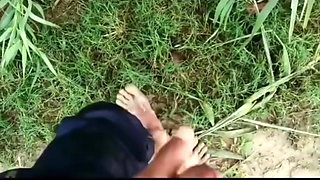 Outdoor mastrubation playing and cum