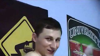 Frat party and oil wrestling