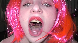 Hot Cum in Mouth (pink Haired Girlfriend Blowjob)