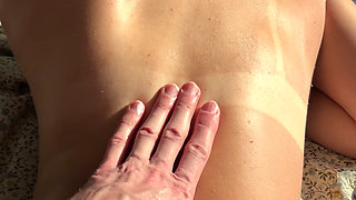 Cute Petite Stepsister Came Back From Beach Completely - Lotion Massage Turned Into Rough Sex
