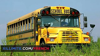 Wild anal DP orgy with hot teen nurses in school bus