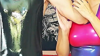 Mixed Wrestling in Latex, Scissor Holding, Rough Facesitting, Feet on Face