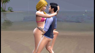 Steamy beach encounter with big boob lesbians in romantic softcore tales