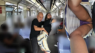 Rubbing himself during the subway ride under her skirt.