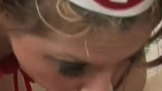 Naughty Blonde Nurse Sucks Hard Cock and Fingers Her Wet Pussy