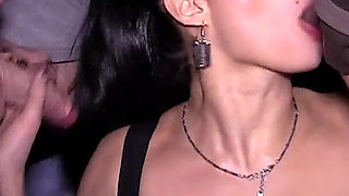 Horny Big Tits Sasha Daniels Goes Dogging to Suck off Perverted Older Men and Take Big Loads on Her Face