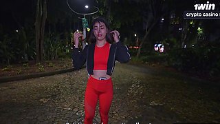 Hot threeway with subordinated Latina in public park!